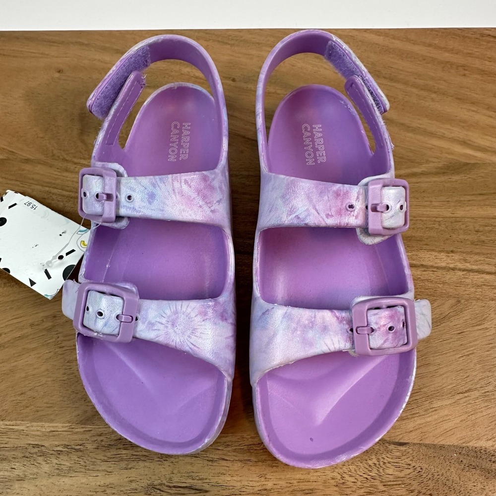 New Little Kids Harper Canyon Eva Purple Tie Dye Rubber Strappy Sandals 11 C